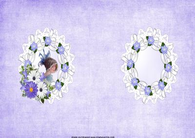 Vintage Girl with Bows and Flowers Insert