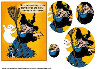 The Good Luck Halloween Witch Oval Pyramid
