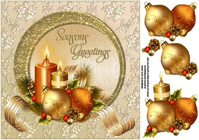8x8 Golden Christmas Ornaments