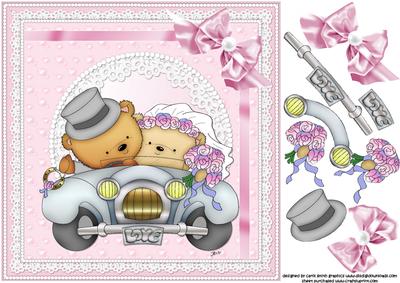 8x8 Love Wedding Bears Pink