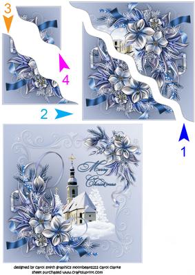 Snowy Church with Winter Flowers Side Stacker