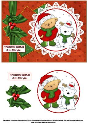 Teds Teddy Snowman Red Quick Card