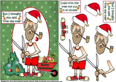 Gardener Bill Trims the Christmas Tree