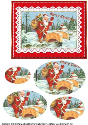 Christmas Vintage Santa Oval Pyramid