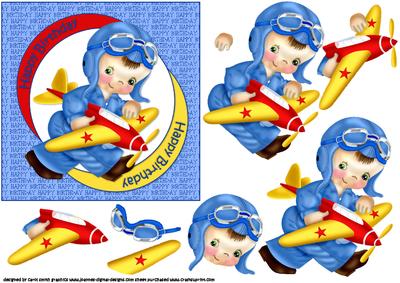 Birthday Vintage Fly Boy Childs