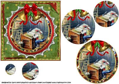 Vintage Santa Checking His List Pyramid