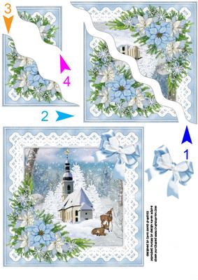 Ice Blue Sonwy Church Scene Side Stacker
