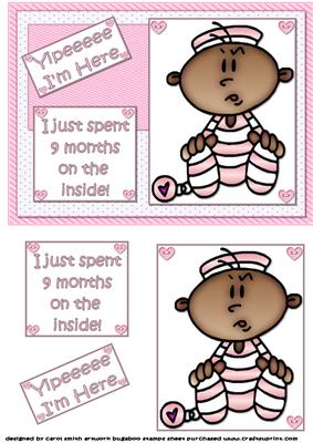 Yipee I'm Here New Baby Girl Ethnic Quick Card