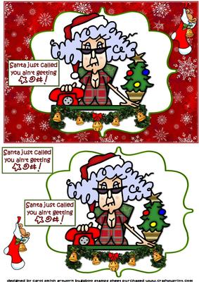 Stella on the Phone to Santa Quick Card