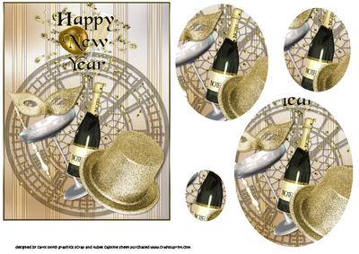 Golden Happy New Year Oval Pyramid