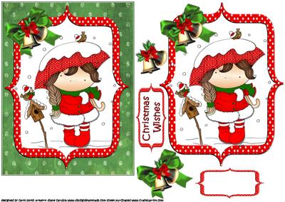 Izzy's Snowy Umbrella Red Quick Card