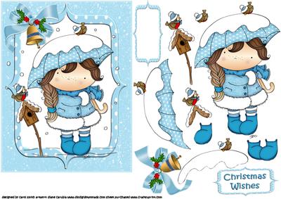 Izzy's Snowy Umbrella Blue