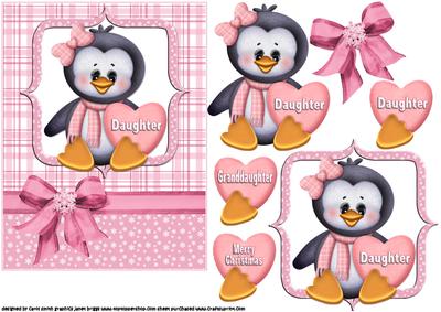 Christmas Penguin Daughter Quick Card