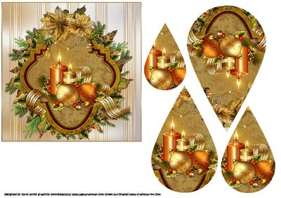Golden Candles and Poinsettia Teardrop Pyramid
