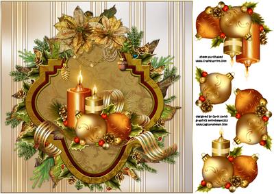 8x8 Golden Candles and Poinsettia