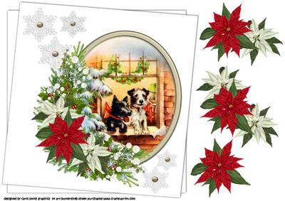 8x8 Vintage Westy with Poinsettia Christmas