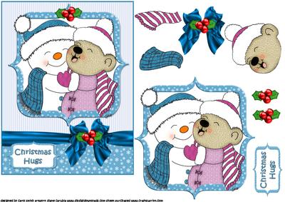 Teddy and the Snowman Hugs Quick Card