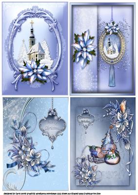 Selection of Four Blue Christmas Toppers