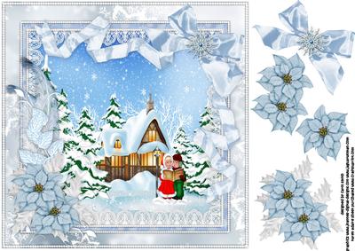 Christmas Scene in Lace and Pearl Frame 2