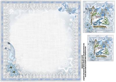 8x8 Christmas Scene in Lace and Pearl Frame 1 Insert Plate