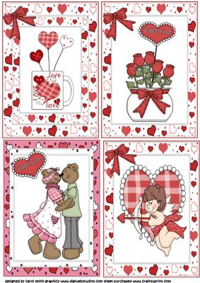 Set of Four Valentine Toppers