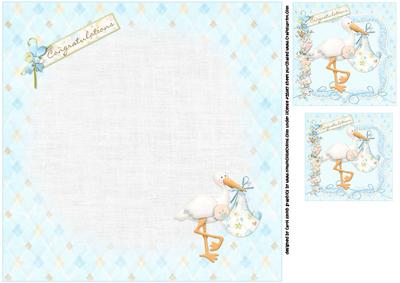8x8 New Baby Boy Insert Plate