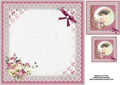 8x8 Vintage Lady with Antique Lace and Pearls Insert Plate