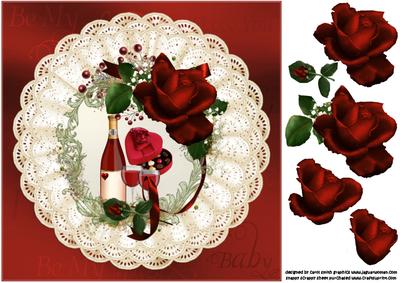 8x8 Roses Wine and Chocolates for My Love