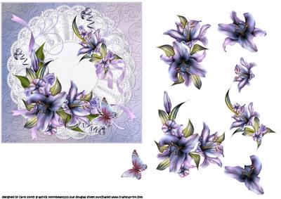 Lilies on Triple Ruffle Mat Decoupage