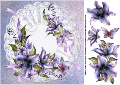 8x8 Lilies on Triple Ruffle Mat