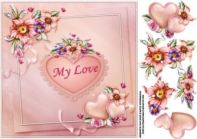 8x8 Hearts and Flowers for My Love