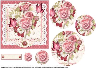 Shabby Chic Vintage Roses and Butterflies Pyramid
