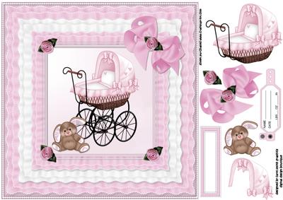 8x8 New Baby Girl in Tripple Ruffle Frame