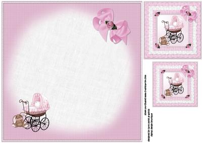 8x8 New Baby Girl in Tripple Ruffle Frame Insert Plate