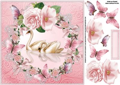 8x8 Butterflies Swans and Roses