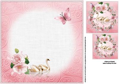 8x8 Butterflies Swans and Roses Insert Plate