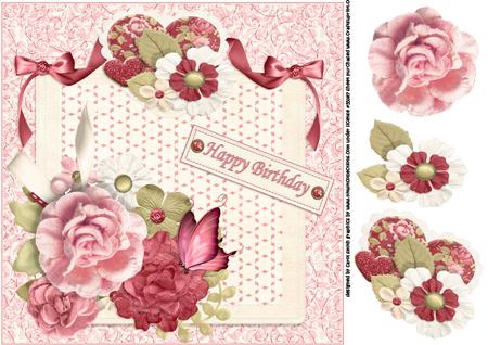 8x8 Shabby Chic Vintage Roses Mini Kit