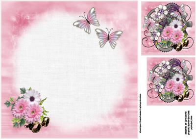 8x8 Pink Floral Steampunk Cluster Insert Plate