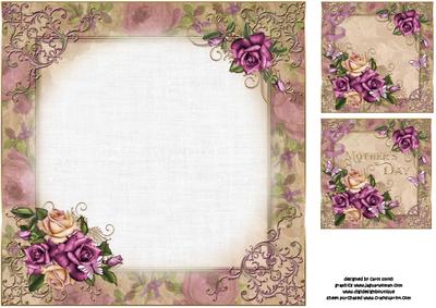 8x8 Vintage Roses for Mothers Day Insert Plate