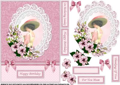 Vintage Lady in Lace and Pearl Frame for Mum