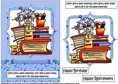 Stella Doesn't Give a Damn Birthday/retirement Quick Card