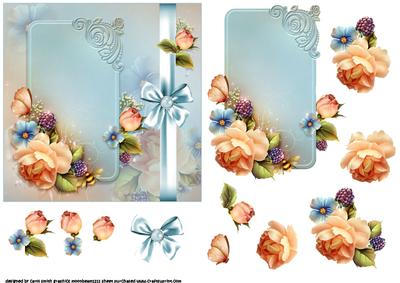 Peach English Roses Decoupage