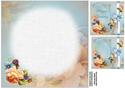 8x8 Peach English Roses Insert Plate