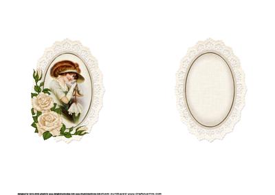 Vintage Girl in Antique Lace Frame Insert