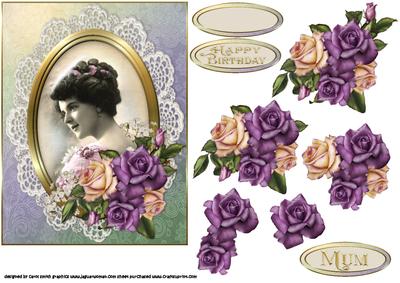 Vintage Lady with Antique Roses