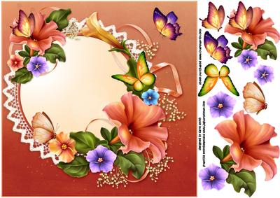 8x8 Colourful Petunias and Butterflies
