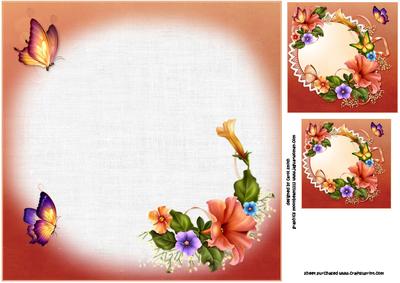 8x8 Colourful Petunias and Butterflies Insert Plate