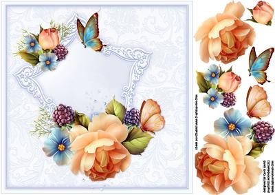 8x8 Peach and Blue English Roses
