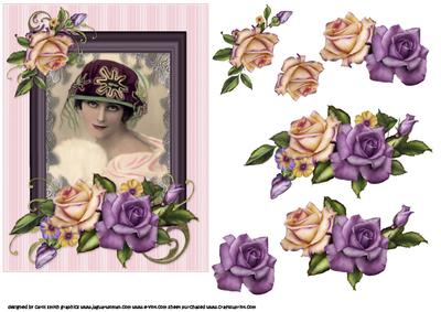 Vintage Beauty in Antique Frame with Antique Roses
