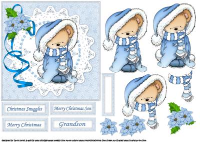 Blue Snuggle Christmas to Fit 6x6 Square